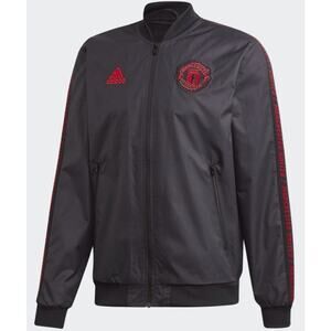 Men's Adidas Manchester United Jacket Black Red Sz M 2018-2019 Anthem Full Zip
